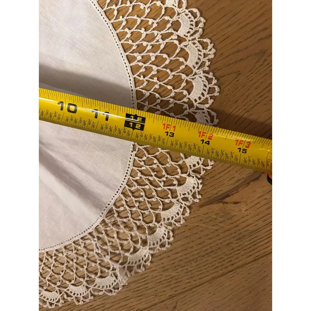 Set of 3 Vintage Hand-Crocheted White Doilies Linen Center Intricate Lacework